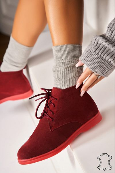 Joana Women's Genuine Suede Boots Bordeaux Ariona