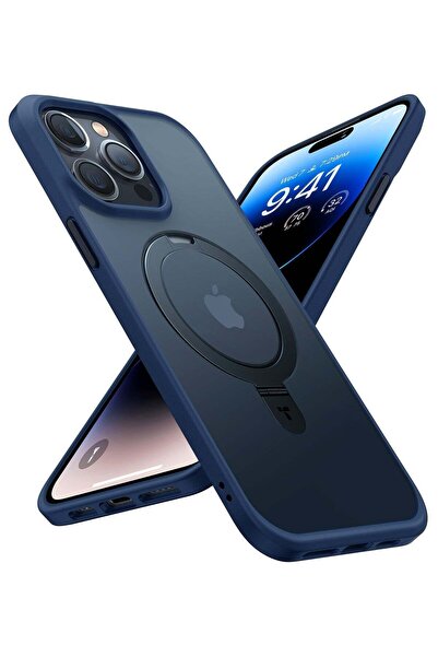 TORRAS Magnetic Ostand for iPhone 15 Pro Max Case 6.7 inch Frost Blue Navy Blue