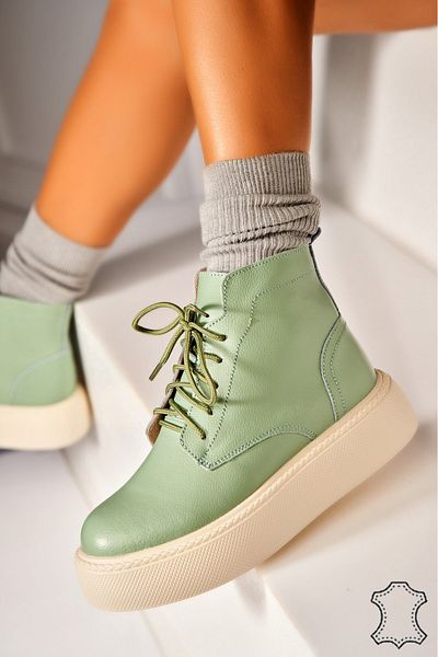 Joana Women's Green Genuine Leather Boots Shirin