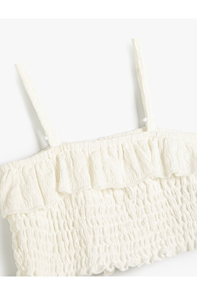 Koton White Girl's Strappy Crop Blouse