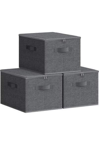 Danex Set 3 cutii de depozitare pliabile, organizatoare pentru dulap, textil,...