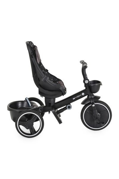 byox Fusion Grey children's tricycle, height-adjustable parental handle, 360° rotating seat