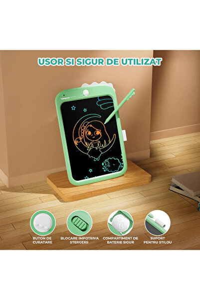 Elindor ® 10 Inch LCD Drawing Tablet, Educational Toy for Children, Portable, Green