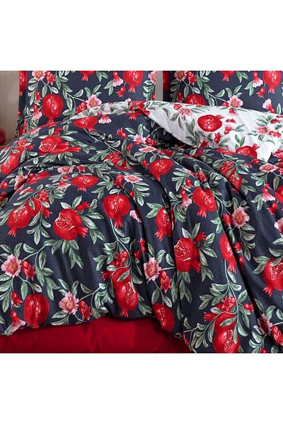 Pucioasa Double bed linen made of 100% cotton, pomegranate and flower print, Nare