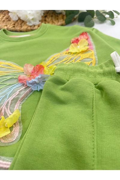 chibuumbabykids Girl's Butterfly Embroidered Tracksuit Set