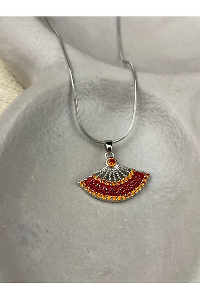Brethils Zircon Stone Fan Necklace Tarnish Free Snake Chain 45cm Guaranteed Invoice Shipped in Gift Package