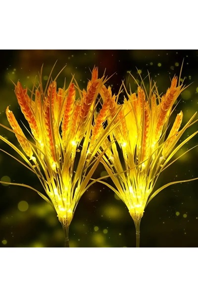 SD WORKS Güneş Enerjili 7 Başlıklı Buğday Lambası Dış Mekan Bahçe Led Aydınla...