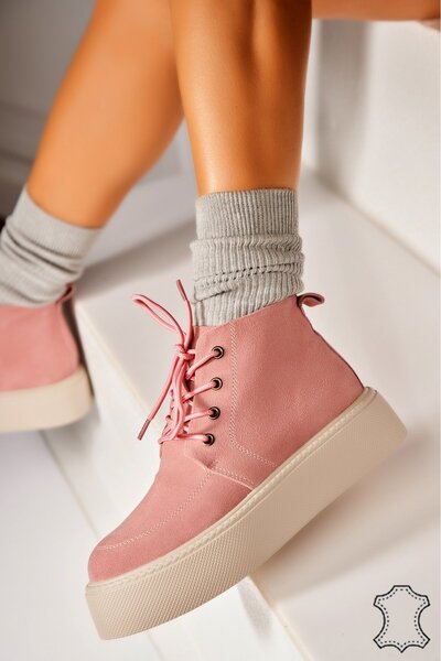 Joana Women's Pink Suede Leather Boots Airyn