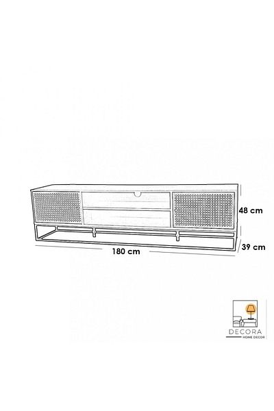DEC13 180cm wooden TV table with metal base