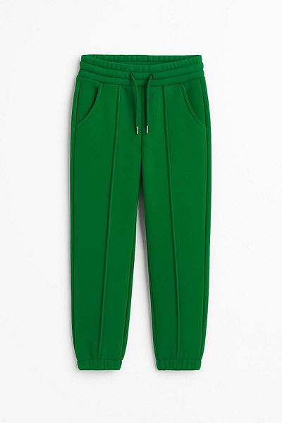 Perendi Comfortable Unisex Children's Sweatpants with Elastic and Fleece Inside Pocket Green