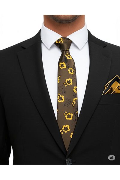Oppland Men's Tie Classic Handkerchief Stylish Easy to Shape Stain Resistant Compass Model Compatible Wide Style