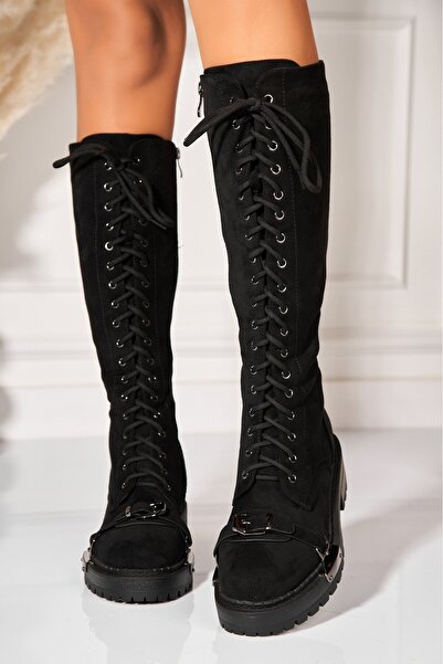 Joana Cizme Dama Imblanite Negre din Piele Ecologica Intoarsa Sanari2