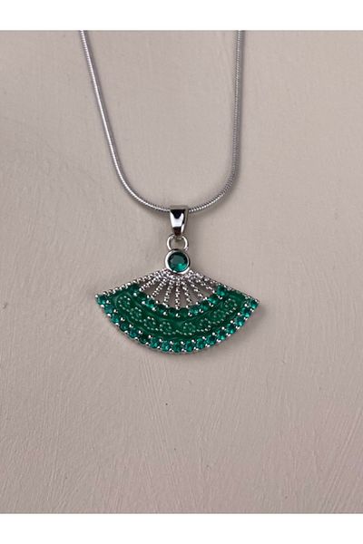 Brethils Zircon Stone Fan Necklace Tarnish Free Snake Chain 45cm Guaranteed Invoice Shipped in Gift Package
