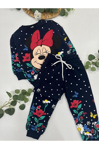 chibuumbabykids Girl's Colorful Minnie Printed Tracksuit Set