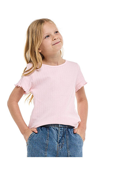 R&B Textured Top with Crew Neck and Short Sleeves