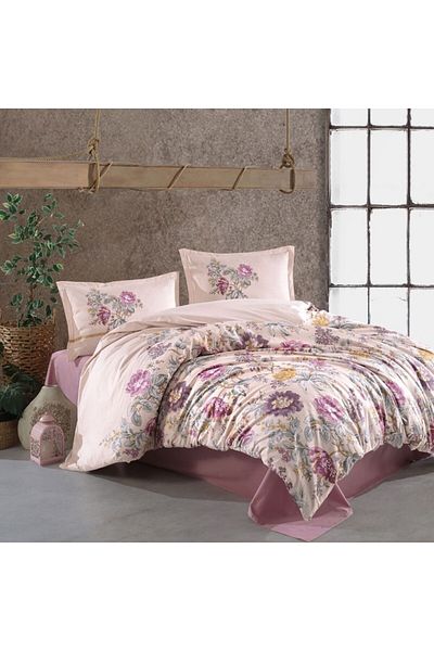 Pucioasa Double bed linen made of 100% cotton with romantic floral print, Mirante