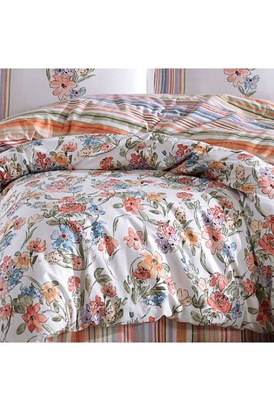 Pucioasa Double bed linen made of 100% cotton with pastel flowers, Zemi