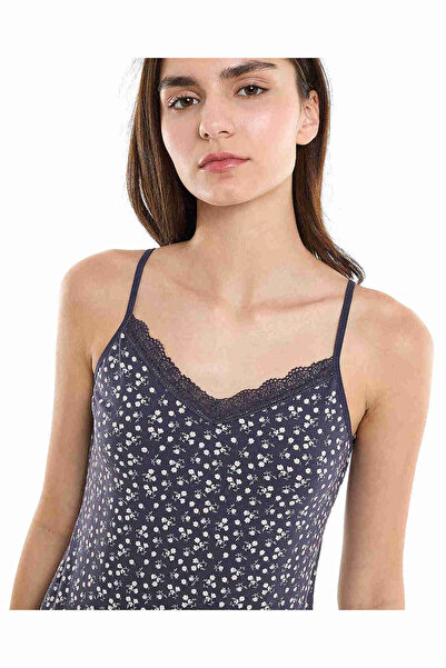 R&B Printed Lace Trim Camisole with V-Neck