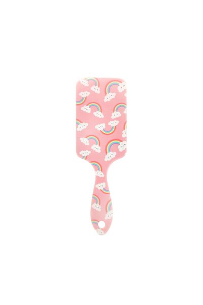 global fashion Rectangular hairbrush, Pink with rainbow