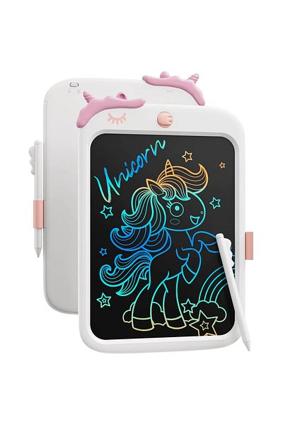 Elindor Tabletă de desen LCD de 10 inch, jucărie educațională pentru copii, portabilă, albă