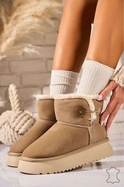 Joana Women's Genuine Suede Boots Khaki Anslea