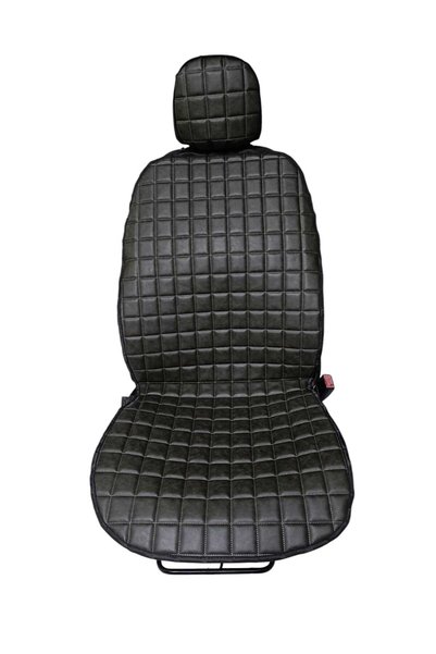 R.O RELAXOTOAKSESUAR Dark Khaki Quilted Faux Leather Car Seat Cushion 2-Piece Quilted Car Seat Cover / Protective Cushion