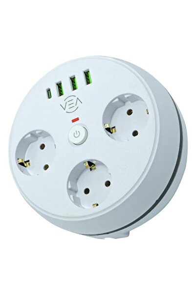 TFF Vea Ve-26583 3'Lü 1.5 Metre Kablolu 3 Usb / Type-C Girişli Akım Korumalı ...