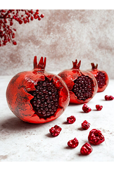 YÖRÜK TASARIM Dekoratif El Yapımı Nar Seti | Polyester Döküm & Epoksi İçli | ...