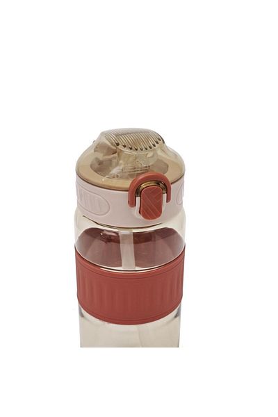 B4U Kids water bottle, pop-up flip-top lid with straw, silicone grip, brown, 650 ml XBD-6052