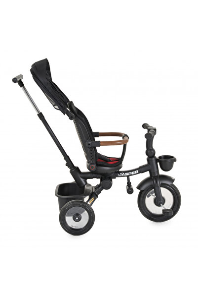 byox Jasper Black foldable children's tricycle, with parental handle, adjustable backrest, rotating seat