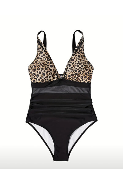 CN New Women's Swimsuit One Piece Leopard Print