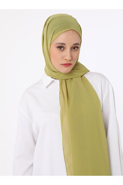 Tuva Chiffon Shawl - Oil Green -