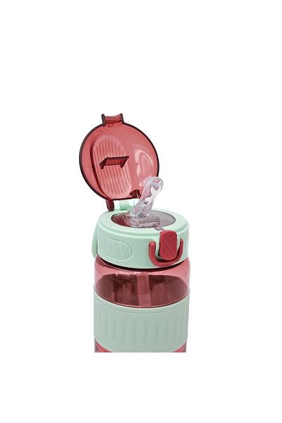 B4U Kids water bottle, pop-up flip-top lid with straw, silicone grip, red, 650 ml XBD-6052