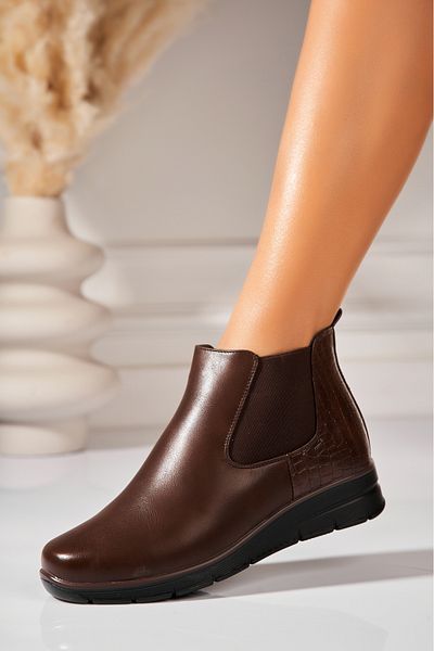 Joana Women's Brown Fur-lined Boots Made of Emiya Eco-Leather