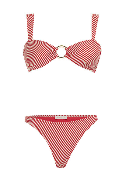 AQUELLA Red Strapless Bikini with Buckle