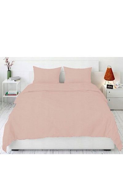 JM Double Bedding Set, 3 Pieces, Powder Pink Microfiber