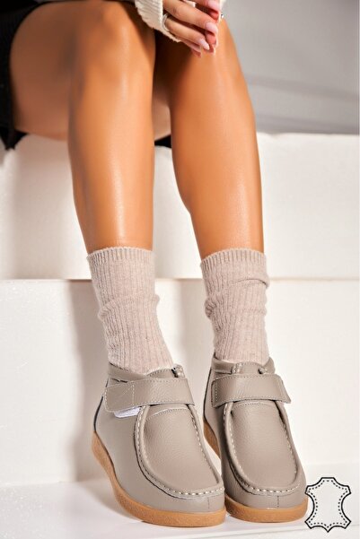 Joana Γυναικείες Μπότες από Φυσικό Δέρμα Γκρι Ilena