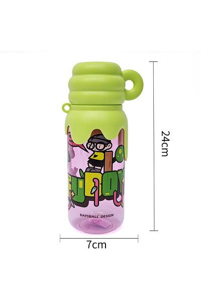 B4U Kindergarten children's water bottle, can with cup lid, pop-up flip-top, green, 520 ml BSB-544