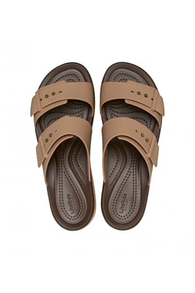 Crocs Γυναικείες παντόφλες με τακούνι Brooklyn Cork Buckle Milk Chocolate
