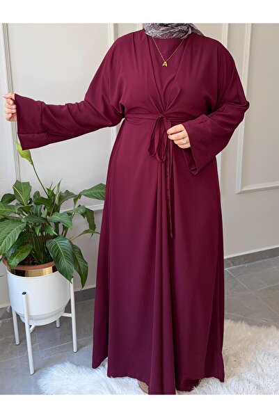 afife TESETTÜR ELBİSE MEDİNE İPEĞİ FADİME MODEL ABAYA KOL BÜYÜK BEDEN BEL BAĞCIKLI ELBİSE