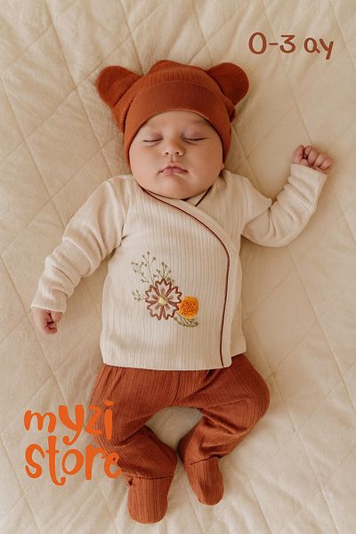 MYZİ STORE Newborn Hospital Release Set of 3 Organic 100% Cotton Baby Clothes