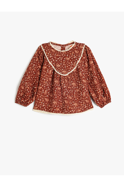 Koton بلوزة بوردو مطبوعة للبنات