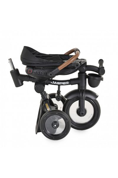 byox Jasper Black foldable children's tricycle, with parental handle, adjustable backrest, rotating seat