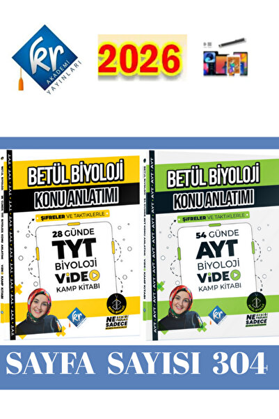 Ens Yayıncılık KR Akademi 2025-2026 Müfredat Betül Biyoloji Konu Anlatımı TYT - AYT Biyoloji Video Kamp Kitabı Seti