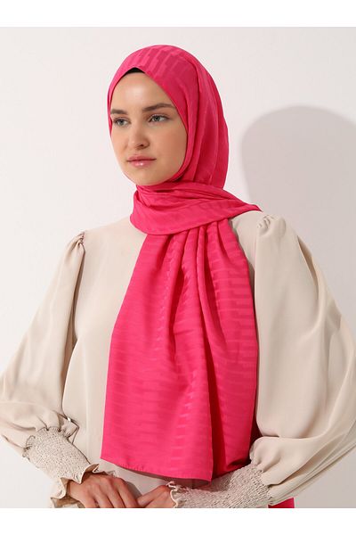 Tuva Diamond Stripe Pattern Shawl - Fuchsia -