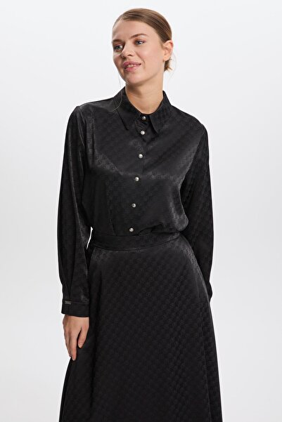 Zühre Monogram Patterned Black Skirt Etk-0174