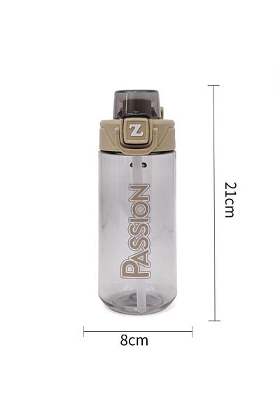 B4U Kids water bottle, pop-up flip-top with straw, sports, brown, 620 ml H859