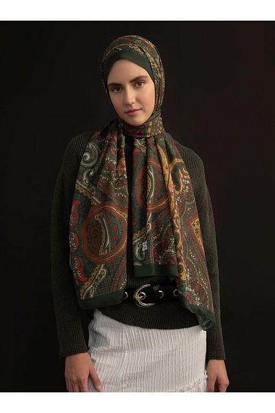 Tuva Ethnic Patterned Soft Shawl - Multicolored -