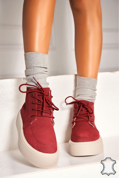 Joana Women's Genuine Suede Leather Boots Bordeaux Airyn