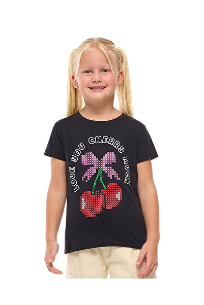 R&B تي شيرت مطبوع برقبة دائرية وأكمام قصيرة